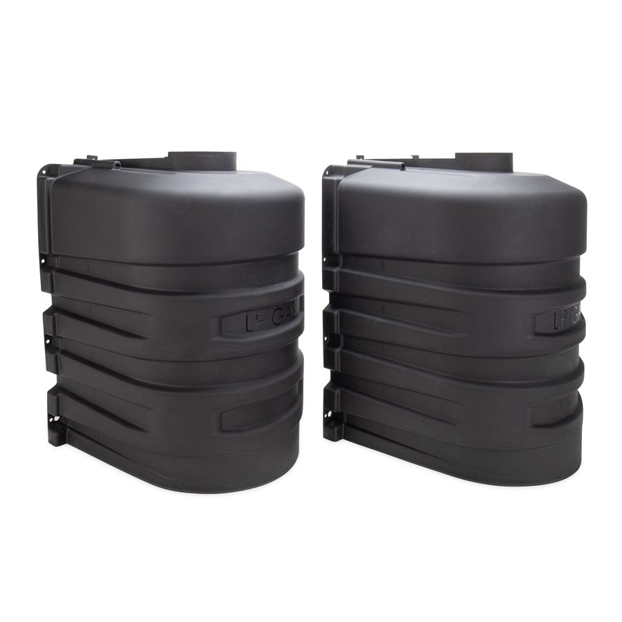 Camco Propane Tank Cover, For Dual 20 lb Tanks While Mounted, Black, 29-1/2 in Width x 20-1/2 in Height x 15-1/2 in Depth - 50502