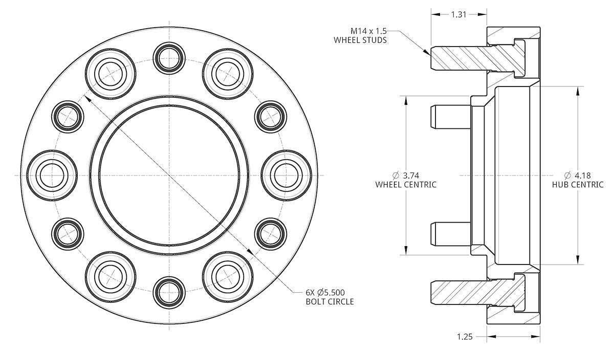 Spidertrax Wheel Spacer, 6 x 139.7 Millimeter/6 x 5.50 in Bolt Pattern, 31.75 Millimeter/1-1/4 in Thickness, Anodized Black, Set Of 2 - WHS036K