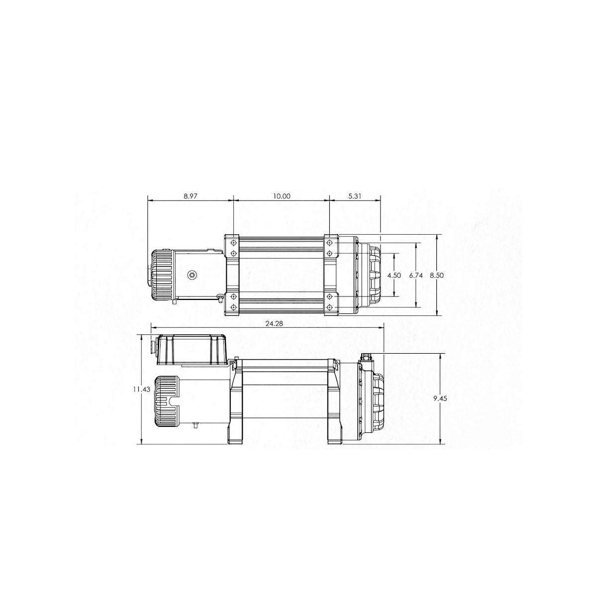 Superwinch Winch, 12 V Electric, 18000 lb Line Pull Capacity, 85 ft Wire Rope - 1518000