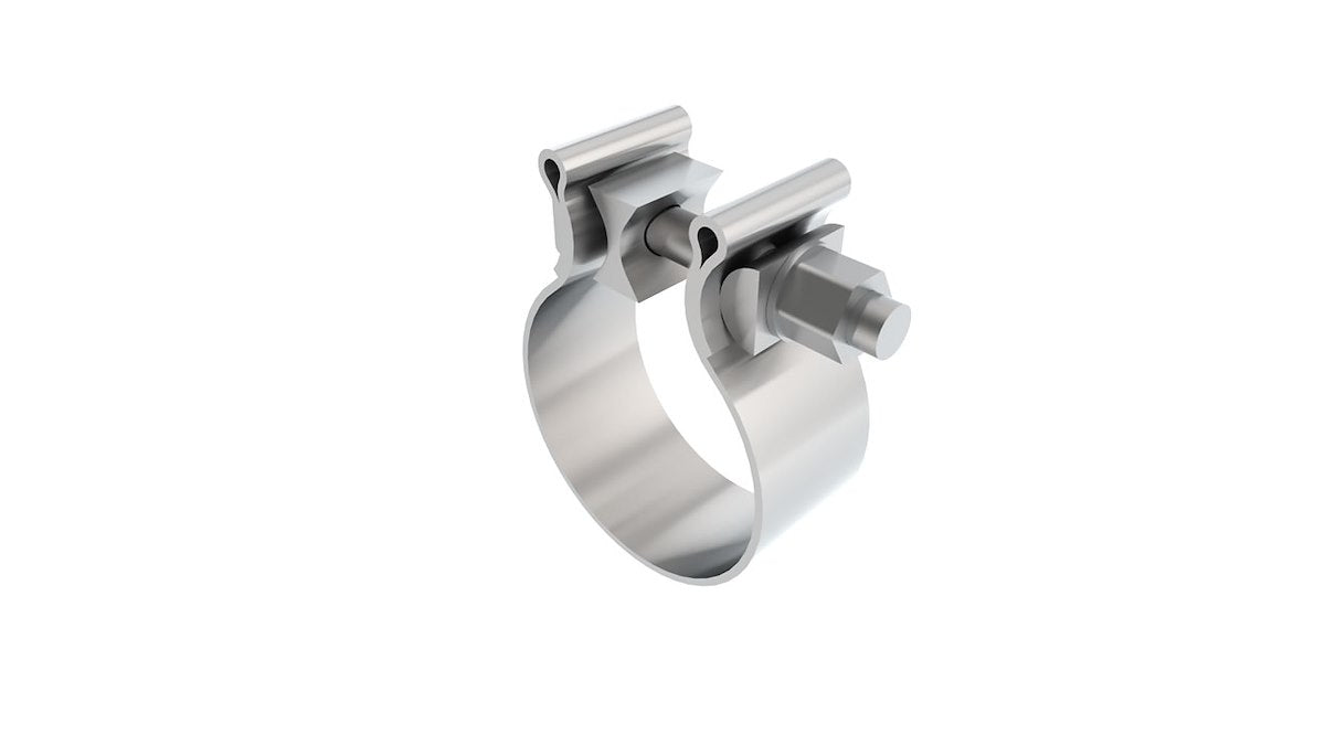 Borla Exhaust Sleeve Clamp, T-304 Stainless Steel, Fits 2-1/2 in Outside Diameter Pipe, 1-1/4 in Wide Band - 18325