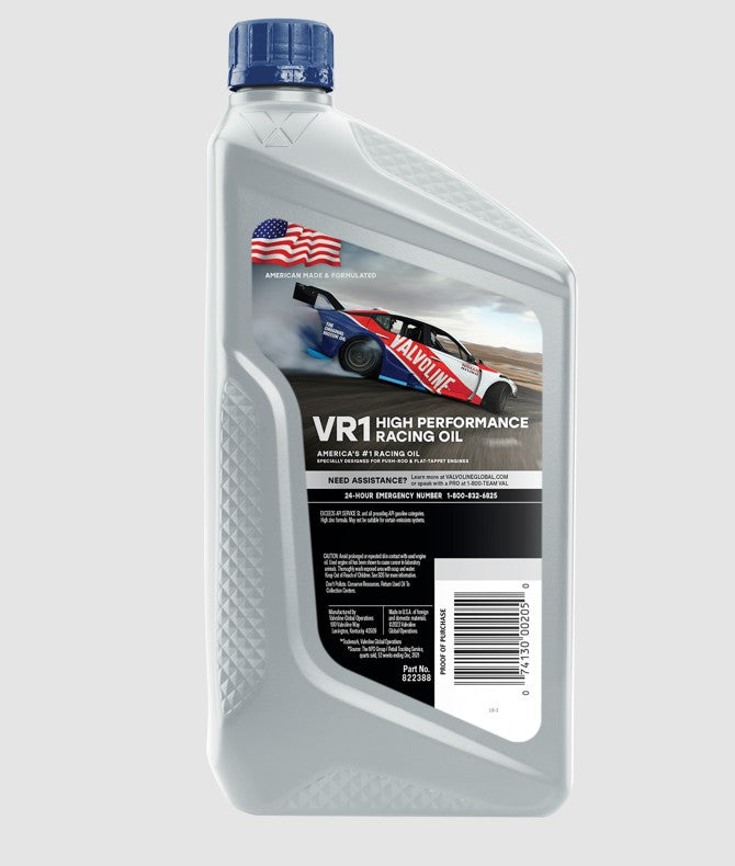 Valvoline Oil, VR1 Racing Oil, SAE 10W30, 1 qt Bottle, Case Of 6 - 822388