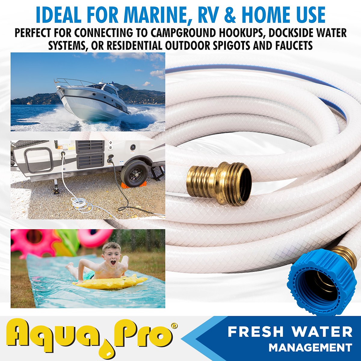 Aqua Pro Fresh Water Hose, 1/2 in Diameter, 50 ft Length, 120 PSI Working Pressure - W20865
