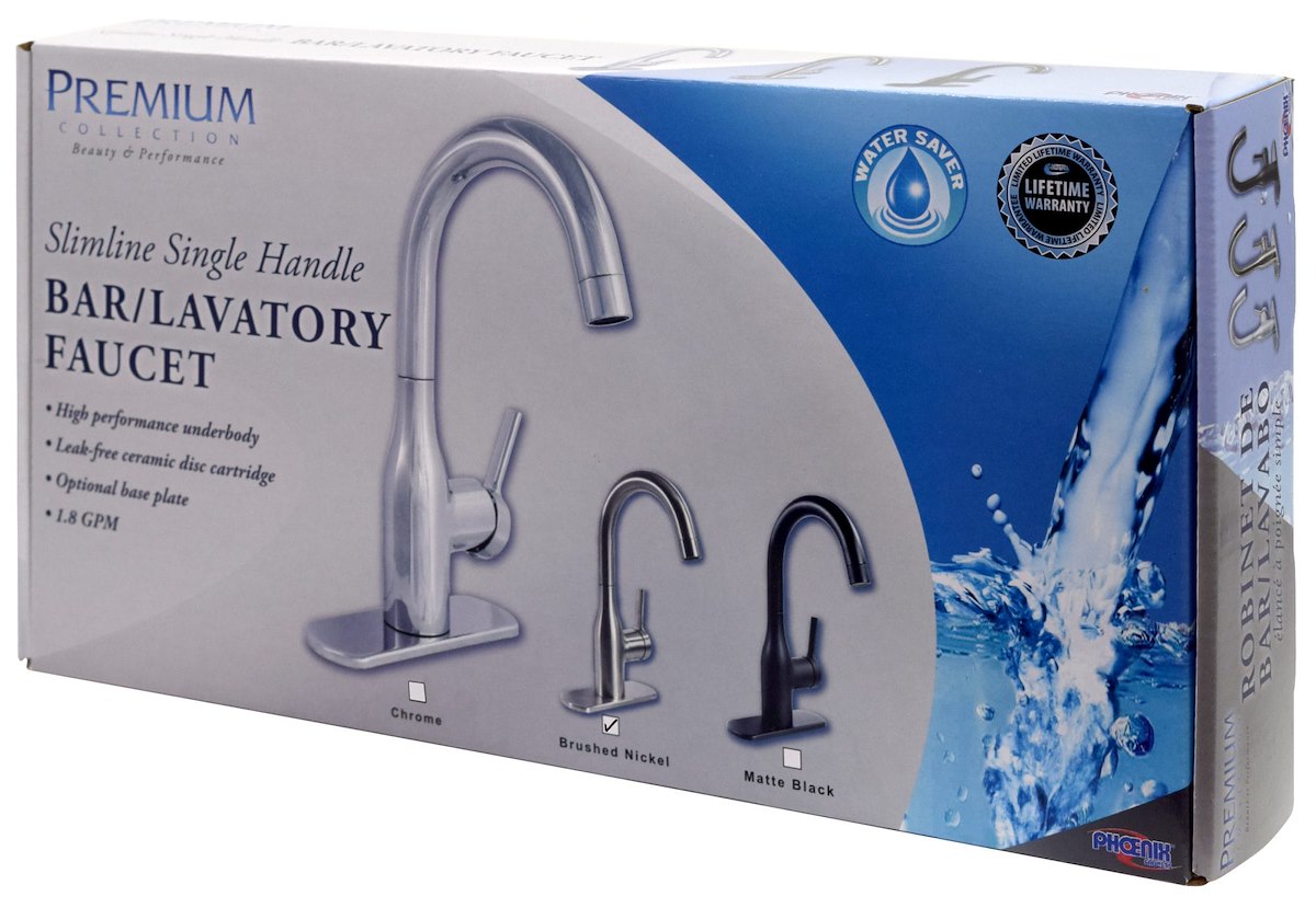 Phoenix Products Faucet, Slimline 11 in Height Hi-Arc Spout, 1 Hole Application, Ceramic Disc Valve - PF231410