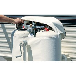Adco Propane Tank Cover, For Dual 40 lb - 10 gal Tank While Mounted, Polar White - 2114