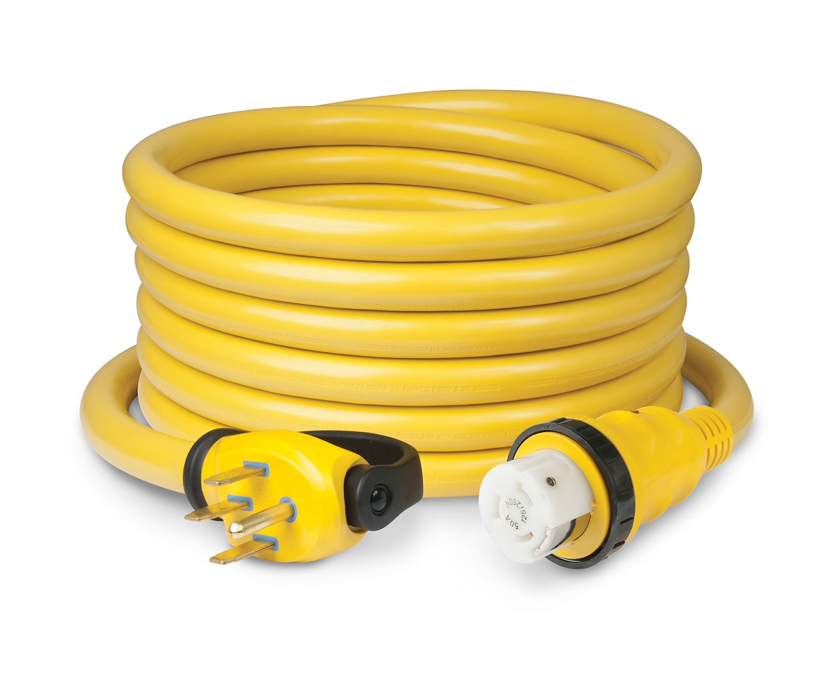 Marinco Power Cord, 3 Prong Male Plug On Park Side And Female Connector On RV Side, 50 amp, 6 Gauge - 6152SPPRV-25