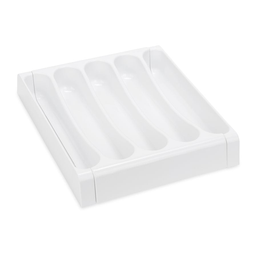 Camco Cutlery Tray, Adjustable From 9 in To 13 in Width x 1-3/4 in Height, With 5 Compartments, White - 43503