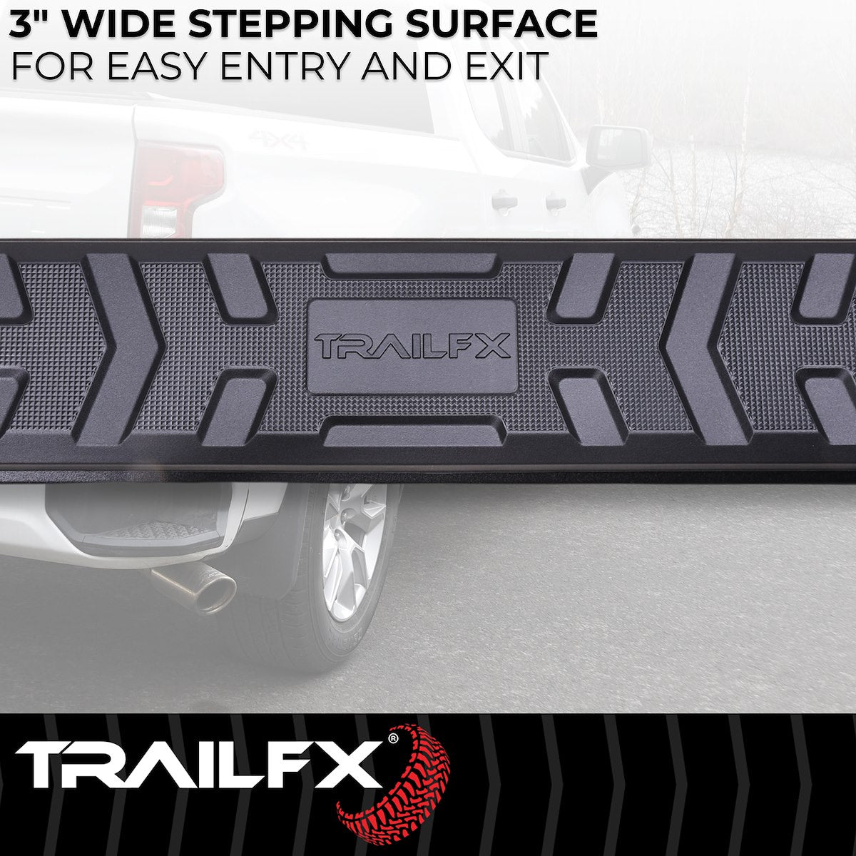 TrailFX Nerf Bar, TrailFX A4 Series, 4-1/2 in Hexagonal Straight, Titanium Black - AL4002B