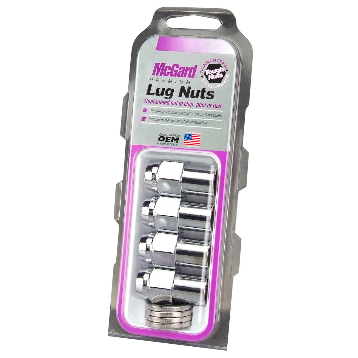 McGard Wheel Access Lug Nut, 7/16 in-20 Thread Size, 0.746 in Regular Mag Shank With 1.06 in Round Center Hole Washer, Steel, Set Of 4 - 61001