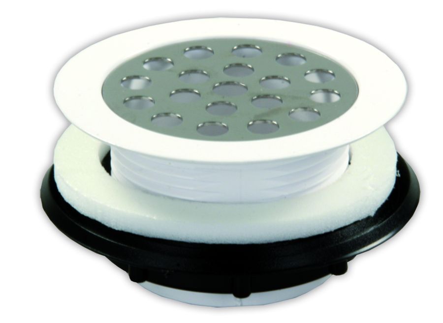 JR Products Waste Water Drain Strainer, For 2 in Shower Drain Opening, White - 95155