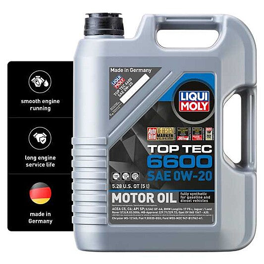 Liqui Moly Oil, Top Tec 6600, SAE 0W-20, 5 Liter Jug - 22046