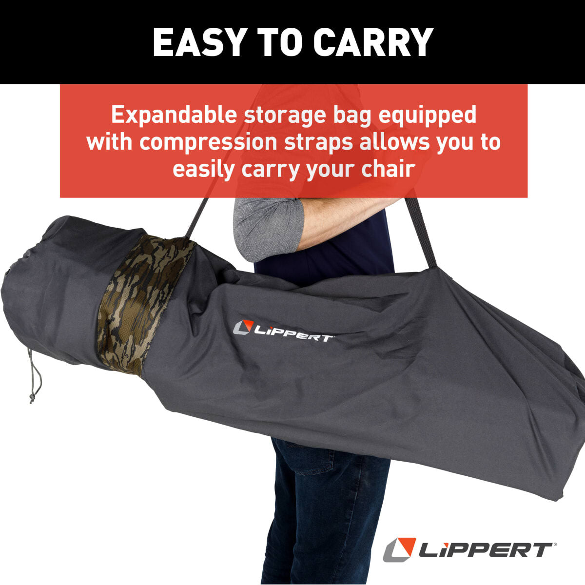 Lippert Camping Chair, 38-1/2 in Length x 42 in Height x 26 in Depth, 500 lb Weight Capacity - 2023053729