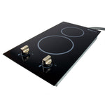Magic Chef Stove, Black, 12 in Width x 2 in Height x 21-1/2 in Depth, 2 Burner - MCSCTE12BG2