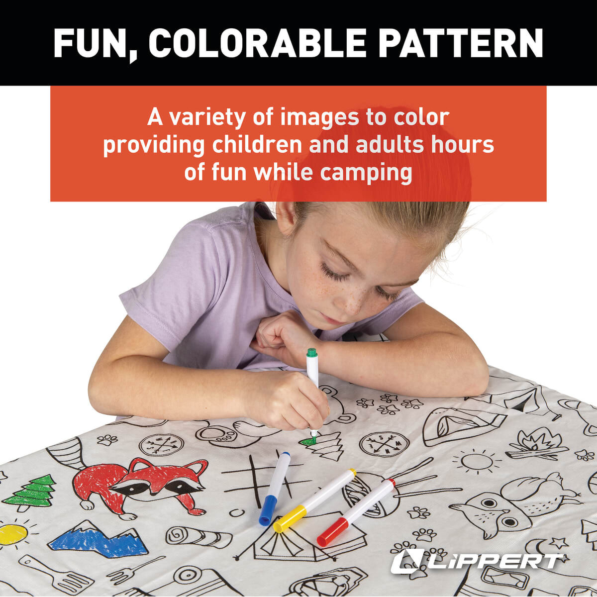 Lippert Tablecloth, With Two Bench Covers And 4 Water-Based Colored Markers - 2023051696