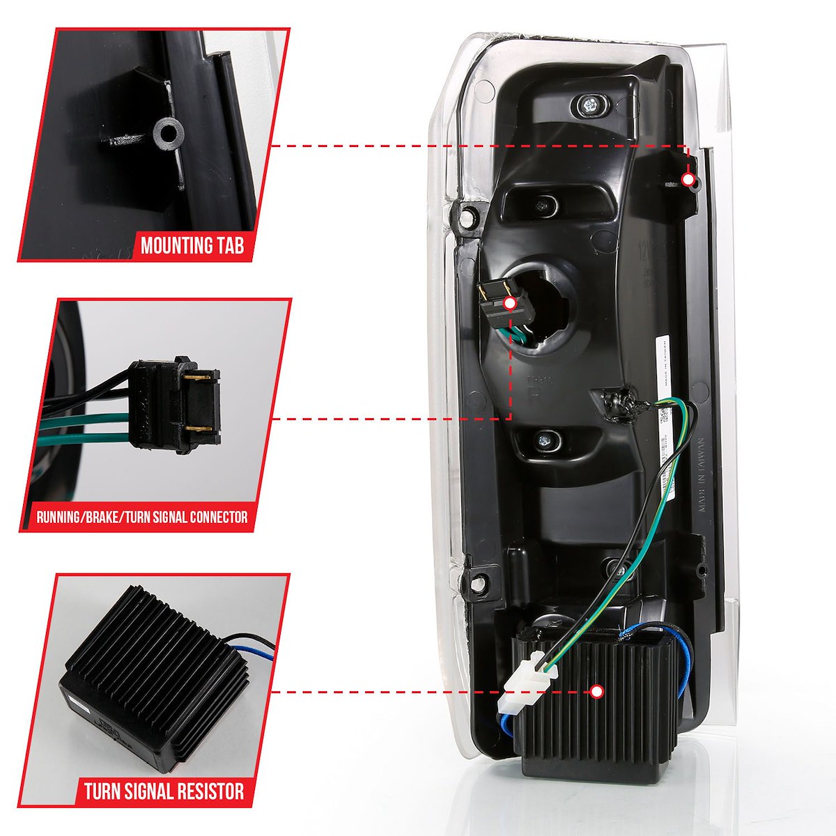 ANZO USA Tail Light Assembly, LED, Black Housing, White Bulbs, Set Of 2 - 311350