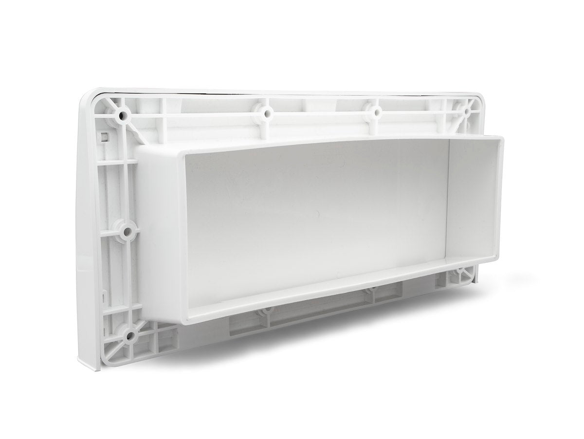 B&B Molders Wall Vent, 10-3/4 in Width x 4 in Height Cutout Dimension, Wind Tested To 190 Miles Per Hour, Polar White - 94278