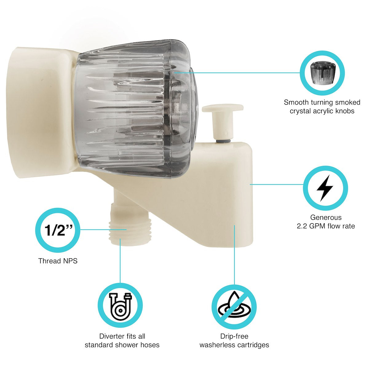 Dura Faucet Faucet, 2 Smoked Acrylic Knob Handle, 2 Hole Application, 1/4 Turn Washerless Cartridge Valve - DF-SA110S-BQ