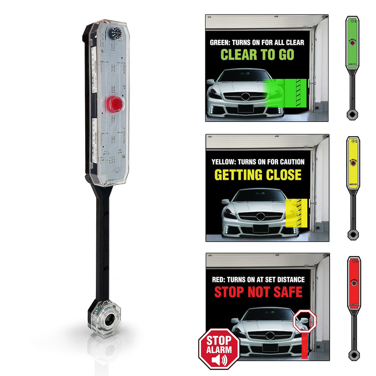STKR Concepts Parking Aid Sensor, Warning Light Sequence Green/Yellow/Red, Powered By 4 AA's Or USB-C Port - 00135