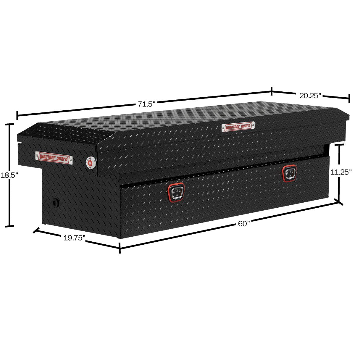 Weather Guard Tool Box, Gloss Black, Aluminum, 20 in Length x 72 in Width x 18 in Height - 127-5-04