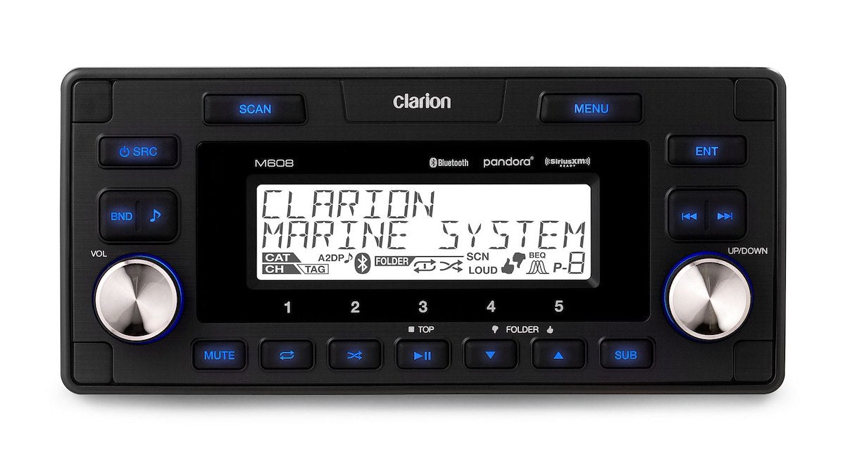 Clarion Radio, Bluetooth Music Streaming/Apple MFI/MP3/WMA USB File Playback, 14.4 V DC Supply Voltage - 010-03194-00