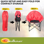 Faulkner Camping Chair, 300 lb Weight Capacity, Burgundy/Black, 3/4 in Steel Tubing With Polyester Padding/Polyester Fabric - 49579H