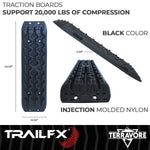 TrailFX Traction Mat, 42-1/2 in Length x 12-1/2 in Width x 2-1/2 in Height, Supports 20,000 lb, Black, Set Of 2 - TBBK01