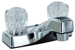 Phoenix Products Faucet, 2 Clear Crystal Acrylic Knob Handle, Polished Chrome Plated/Plastic Underbody, 2 Hole Application - PF212307