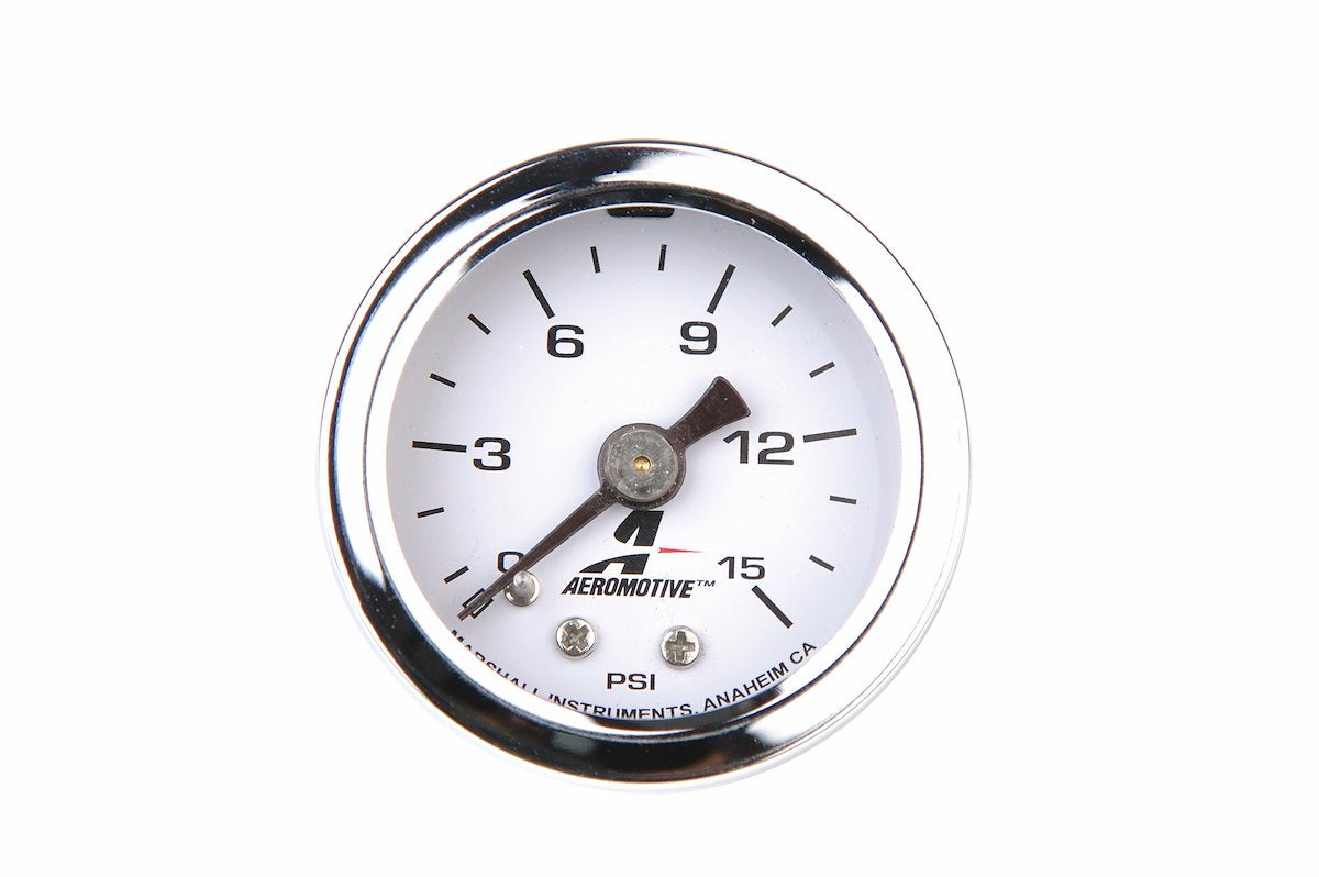 Aeromotive Fuel System Gauge Fuel Pressure, 1-1/2 in Diameter, 15 PSI - 15632