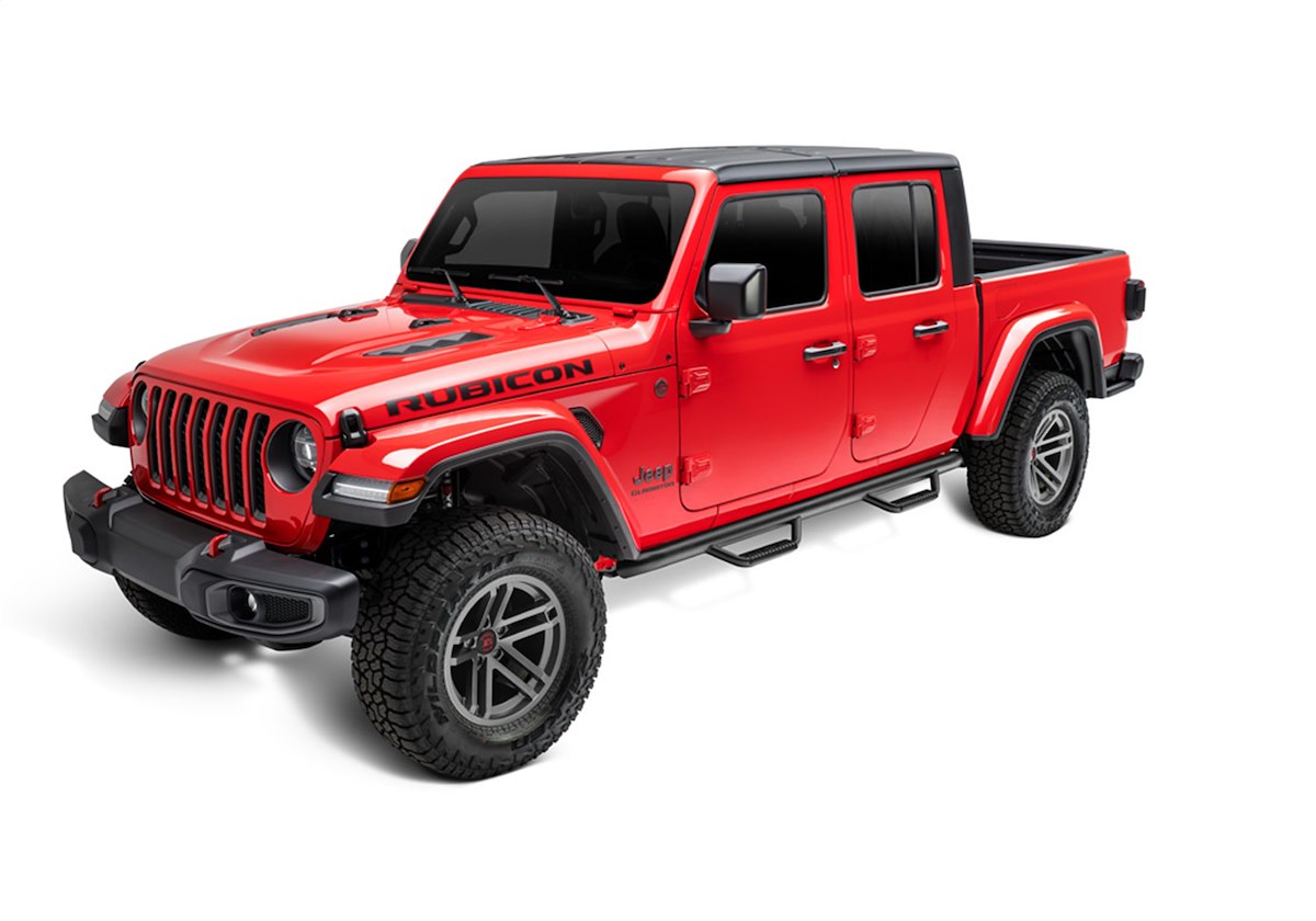 N-Fab Nerf Bar, W2W Series, 3 in Round Bent, Black Textured Matte Powder Coated - J1980T