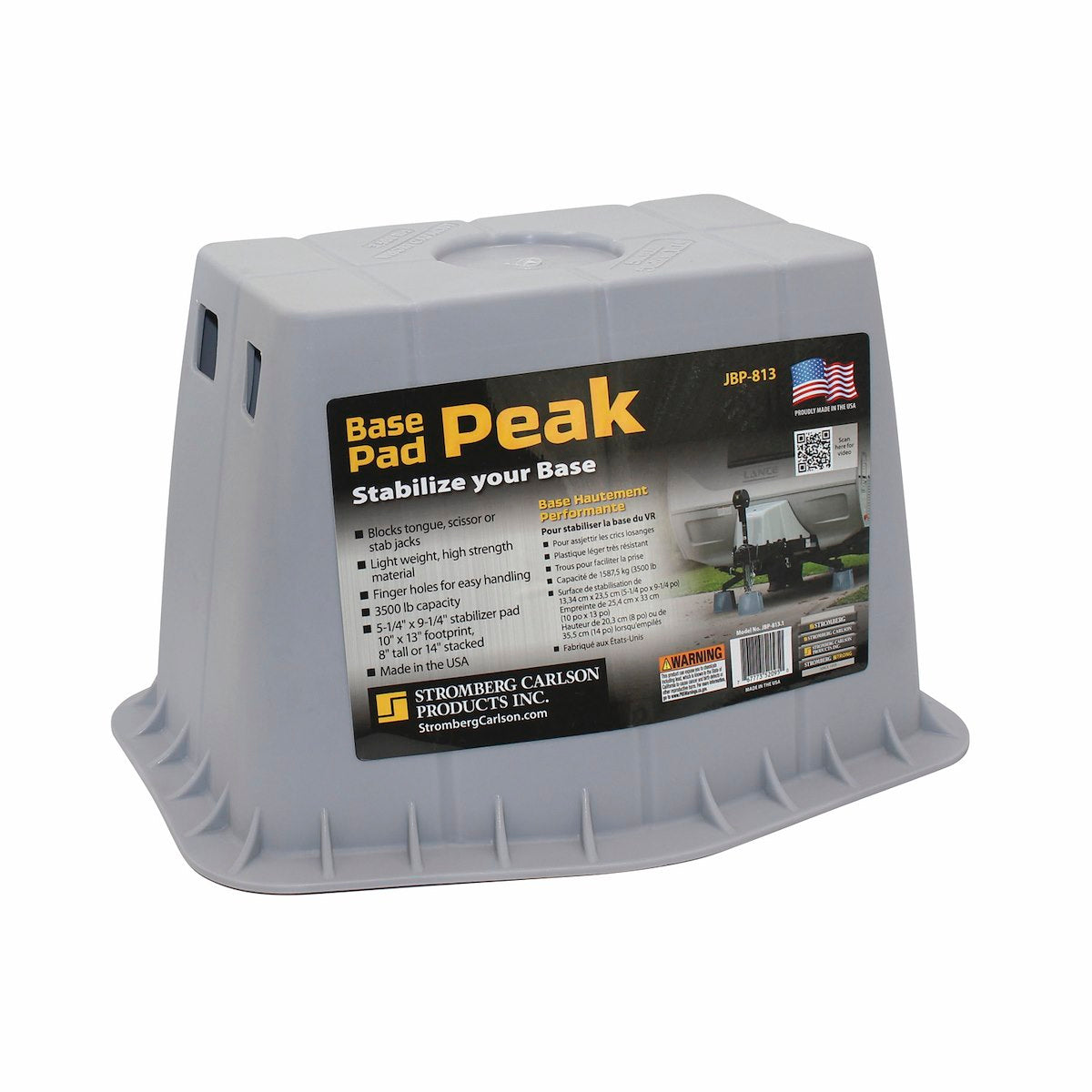 Stromberg Carlson Leveling Jack Foot Pad, 5-1/4 in x 9-1/4 in Stabilizer Pad, 10 in x 13 in Footprint, 8 in Height/14 in Stacked - JBP-813.1
