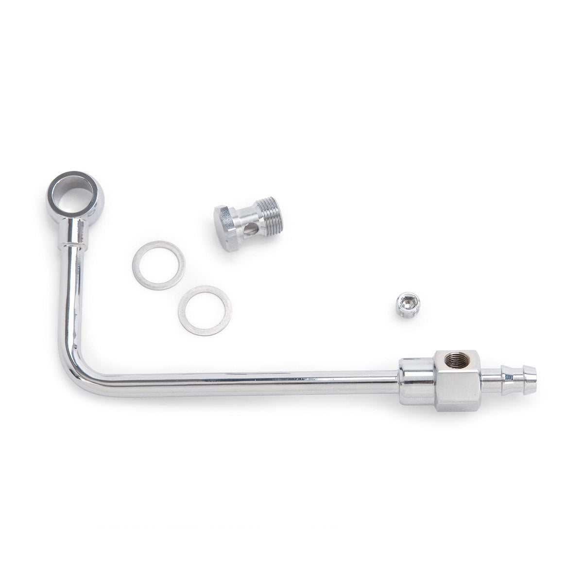 Edelbrock Carburetor Fuel Line, Chrome, 3/8 in Barb End Inlet/Gaskets - 8126