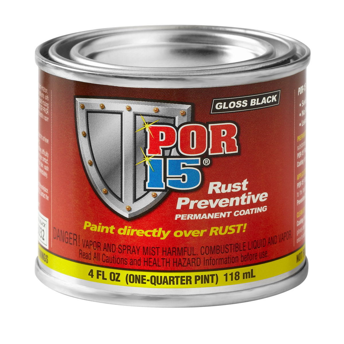 Por 15 Rust Treatment, 4 oz Can, Gloss Black, Case Of 6 - 45006
