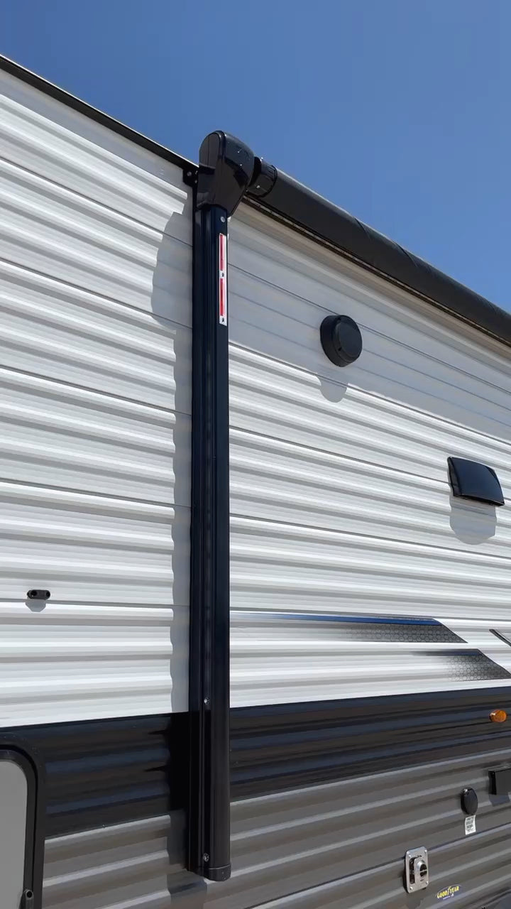Velarium Awning Arm, 62 in Awning Rail To Floorline, Black - VP6211