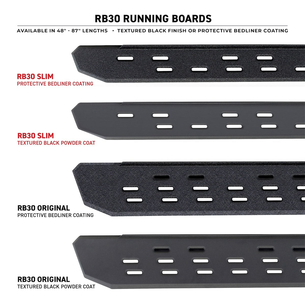 Go Rhino Running Board, RB30 Slim Line, Textured, Black - 69634680SPC