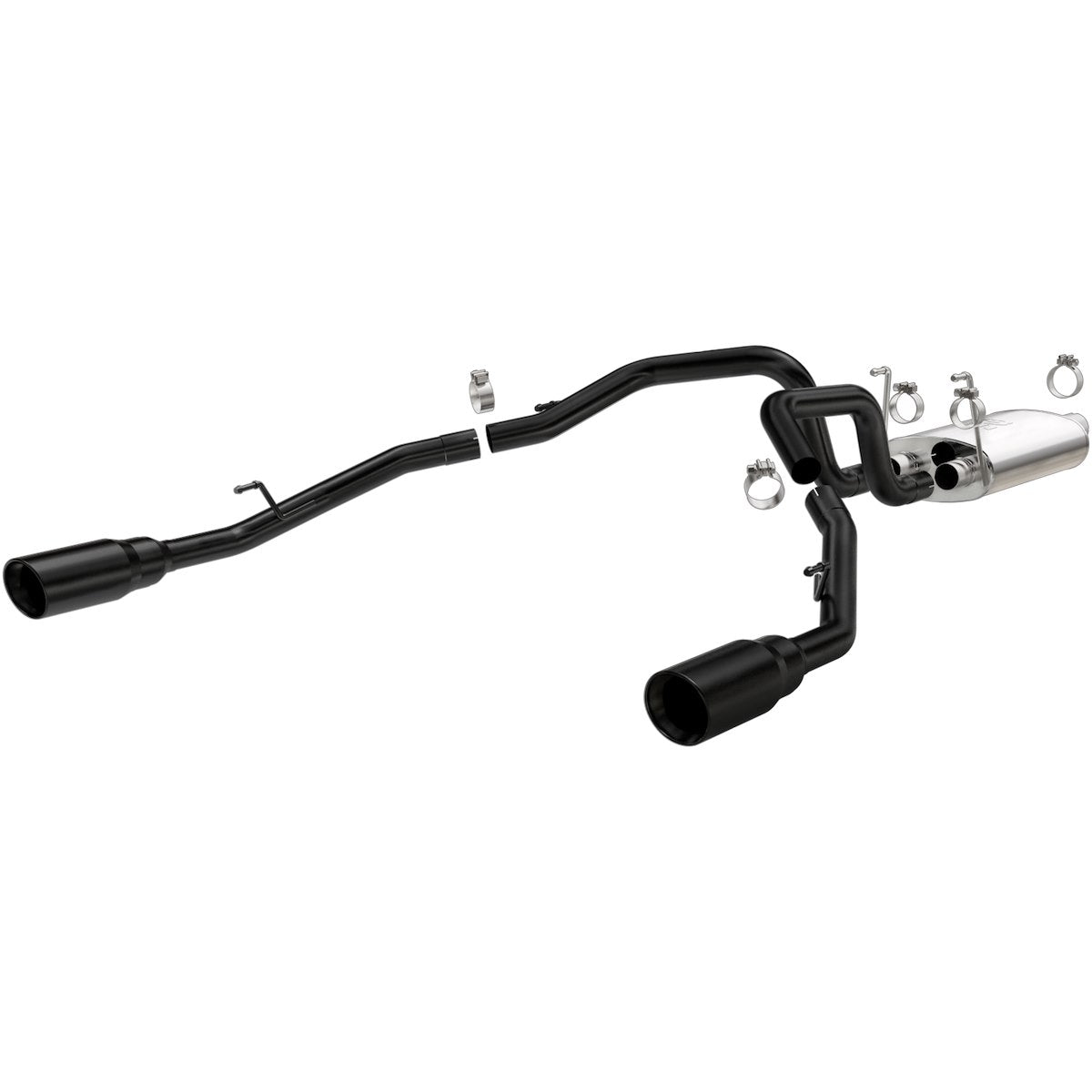 MagnaFlow Exhaust System Kit, Stainless Steel, 3 in Pipe Diameter, 5 in Black Stainless Steel Tips - 15363