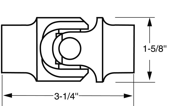 Borgeson Steering Shaft Universal Joint, 3/4 in - 36 Spline X 3/4 in DD, Steel - 013449