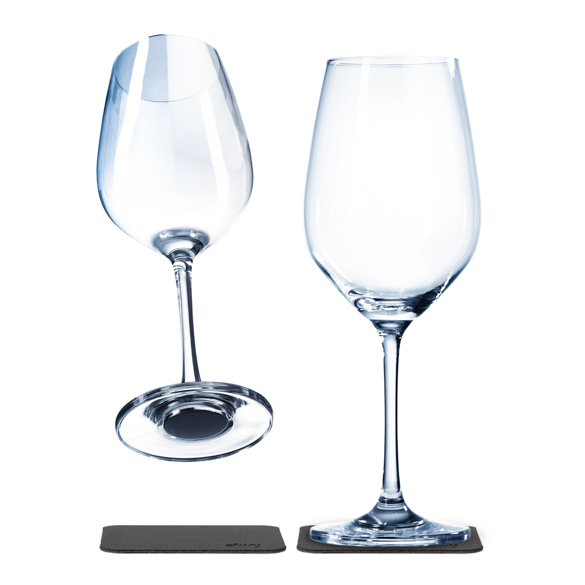 Silwy Magnetic Drinking Glass, 13.5 oz Capacity, With Two Black Metal Nano Gel Pads, Set Of 2 - S025-1301-2