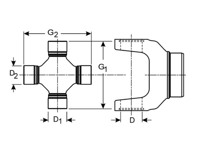 Dana - Spicer Universal Joint, Spicer Life Series, 1350 Design, 4 Smooth Round Bearings - 5-1350X