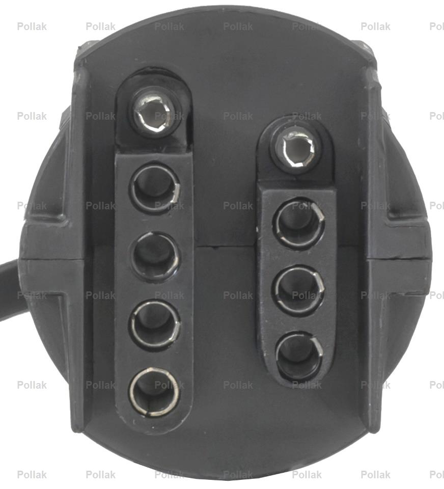 Pollak Trailer Wiring Connector Adapter, 7-Blade Vehicle End Socket to Dual 5-Way/4-Way Flat Connections, 3-1/4 in Harness - 7WB-178PFV