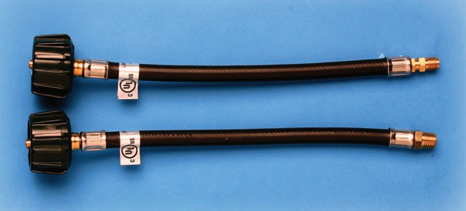 Cavagna Group Propane Hose, 1/4 in Inside Diameter Pigtail Hose, Type 1 ACME Nut x 1/4 in Inverted Flare, 12 in Length - 50-A-190-0032