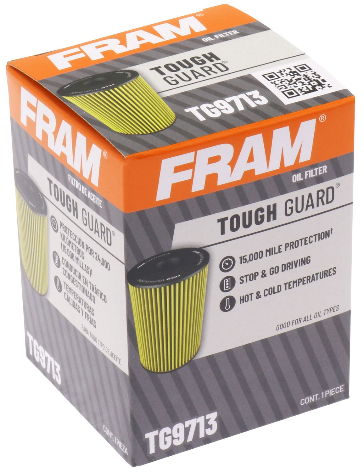 Fram Filter Oil Filter, 2.539 in Outside Diameter Top x 0.964 in Inside Diameter Top, 3.267 in Height - FTG9713