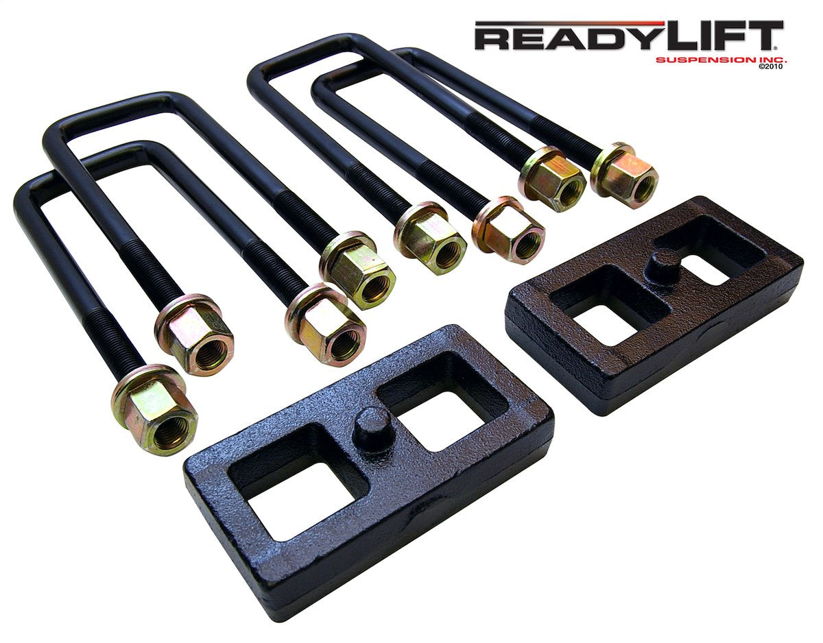 ReadyLIFT Leaf Spring Block Kit, 1 in Rear Lift, Includes 2 Rear Blocks/4 U-Bolts and Hardware - 66-5001