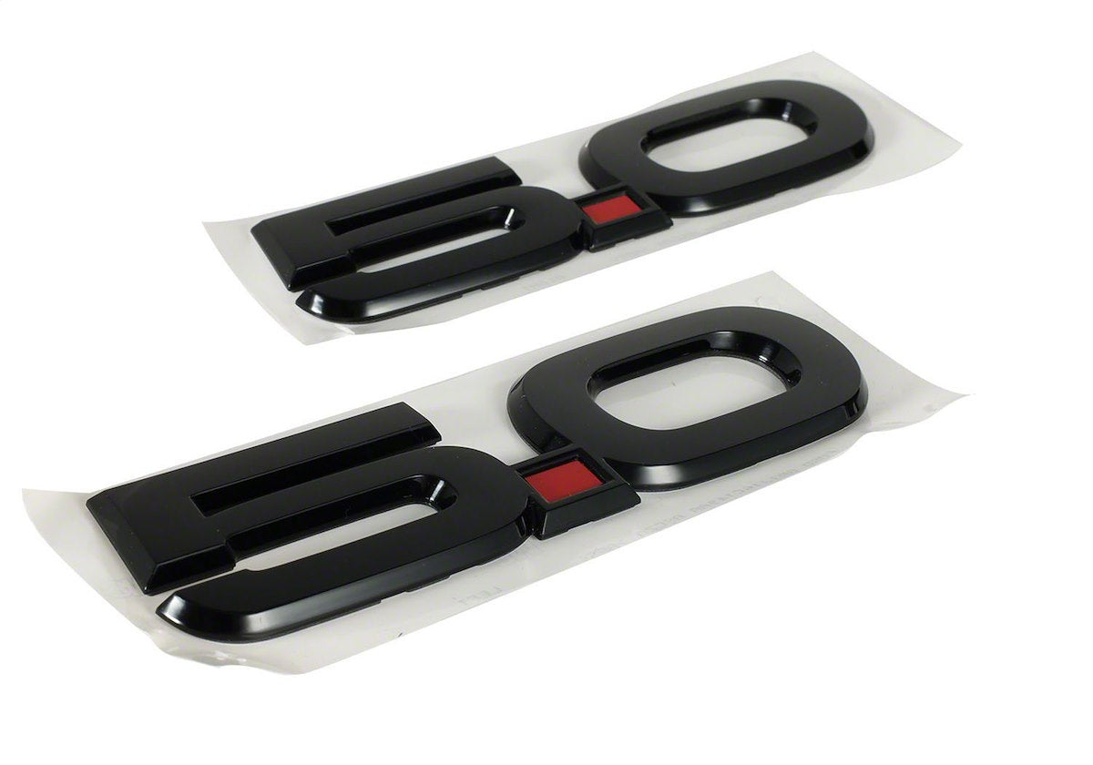 Ford Performance Emblem, For Mustang 5.0, With Right and Left Side 5.0 Emblems, Black 5/Red Point/Black 0, Set Of 2 - M-1447-M50AB
