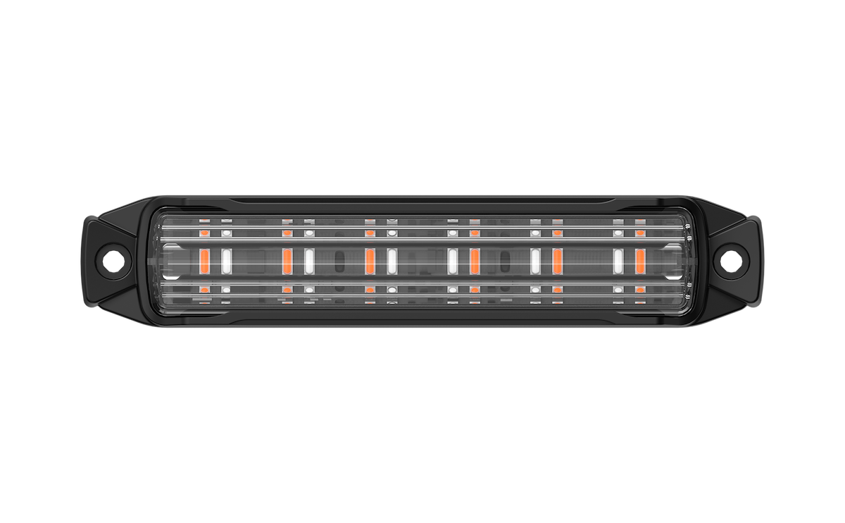 BUILTBRIGHT Warning Light, 4.9 in Length x 0.79 in Width x 0.94 in Height, Powder Coated Black Cast Aluminum Housing, 54 Flash Patterns - BB6010D