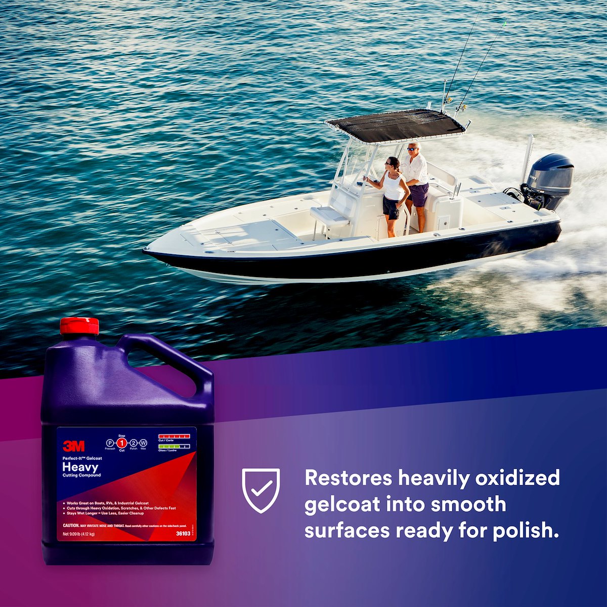 3M Rubbing Compound, For Removing Heavy Oxidation And P800 Scratches, White, 1 gal Can - 36103