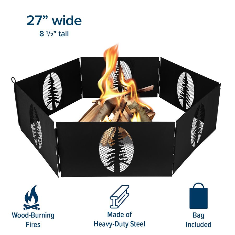 Camco Fire Ring, 27 in Diameter, 6 Piece Hinged Design, Steel - 51091