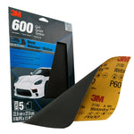 3M Sandpaper, P600 Grit, 9 in x 11 in, Aluminum Oxide, Pack of 5 - 32036