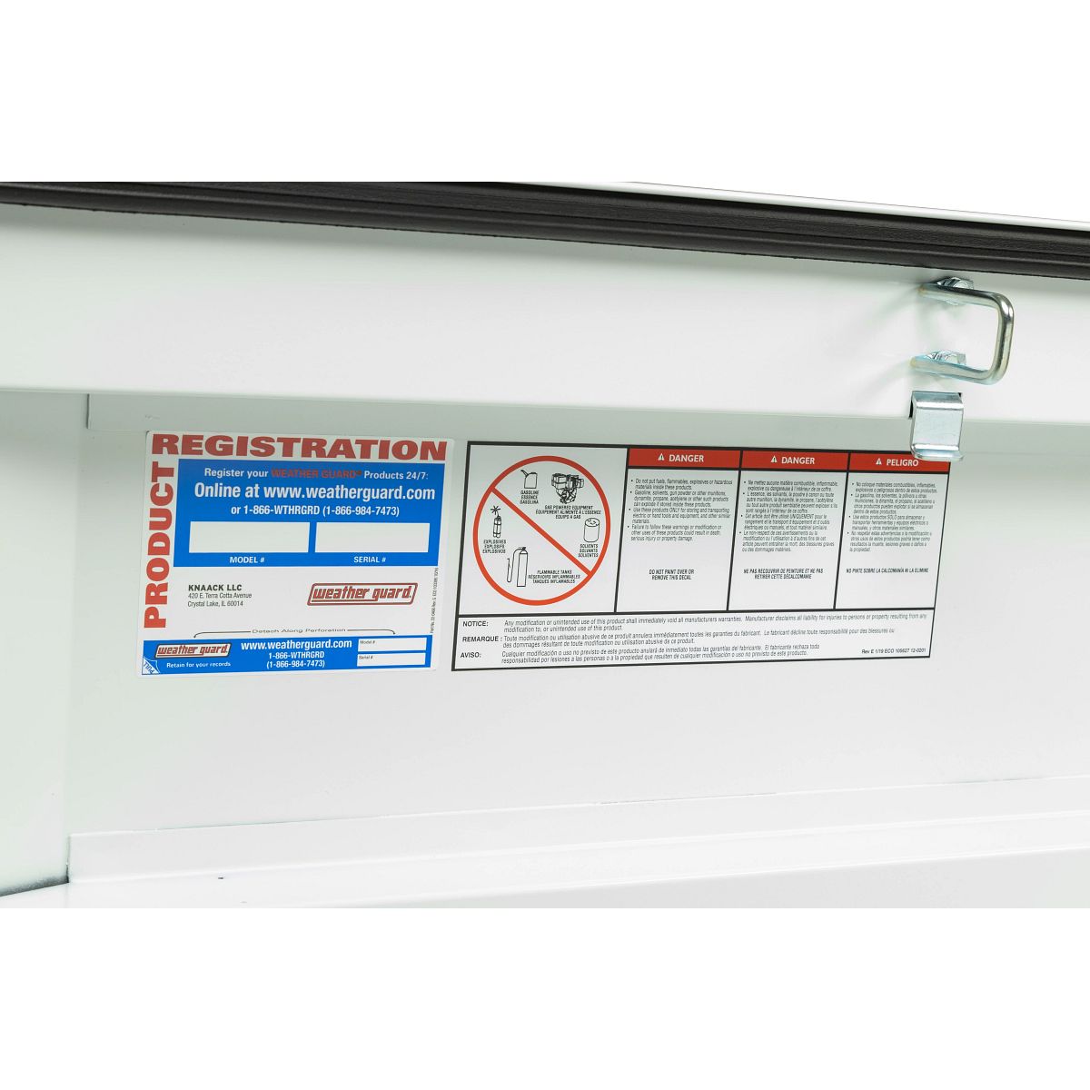 Weather Guard Tool Box, White, Steel, 20 in Length x 72 in Width x 18 in Height - 126-3-04