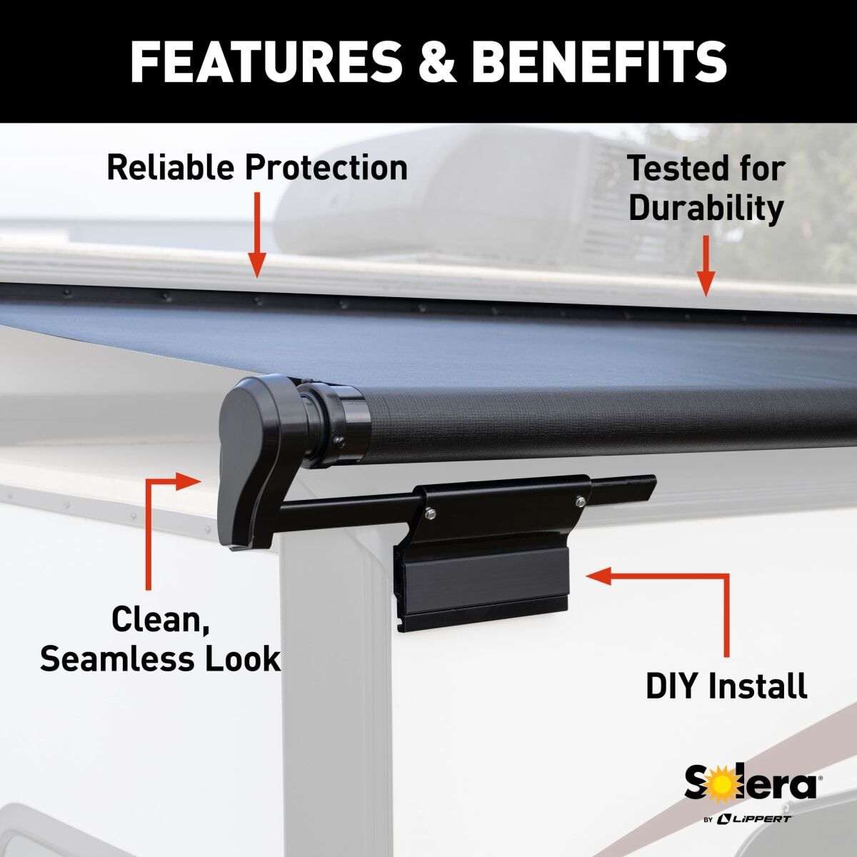 Lippert Awning, Solera  5000 Series, 162 in Slider Length x 48 in Extension, 157 in Fabric Length - V000163300