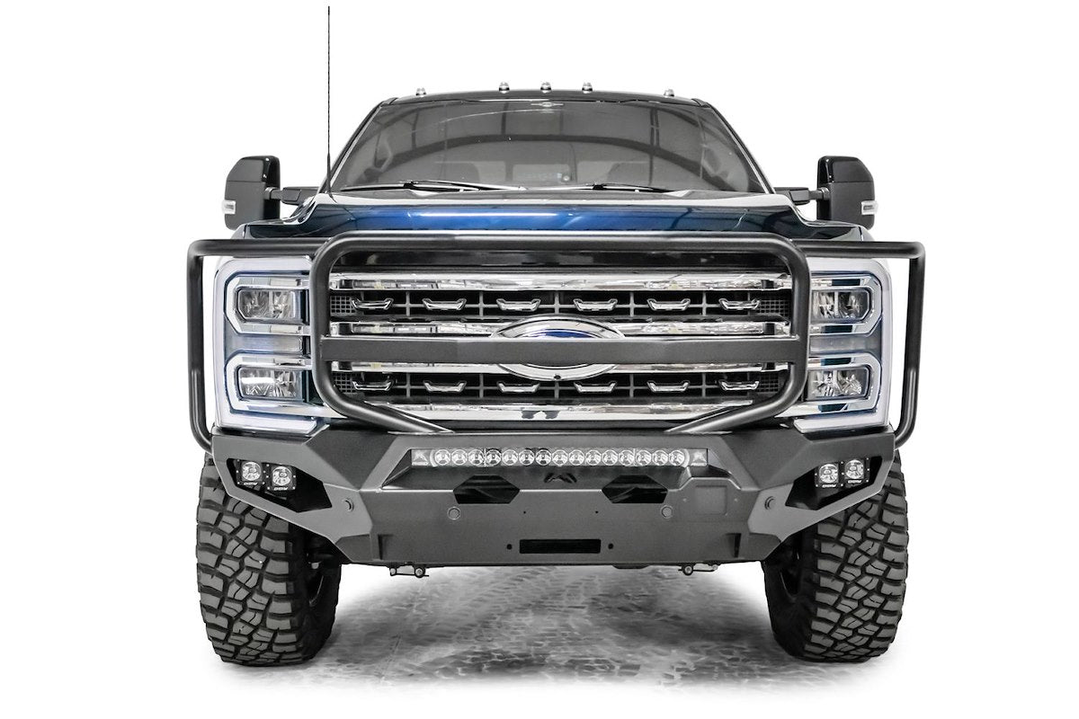 Fab Fours Bumper, Matrix Series, With Internal Winch Mount For 12,000 lb Warn Zeon Winch, Powder Coated Black Steel - FS23-X5950-1