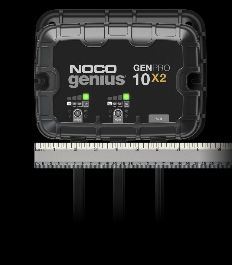 NOCO Battery Charger, For 12 V Batteries, 2 Bank Onboard Charger/10 amp Per Bank, 120 To 240 V AC/50 To 60 Hz - GENPRO10X2